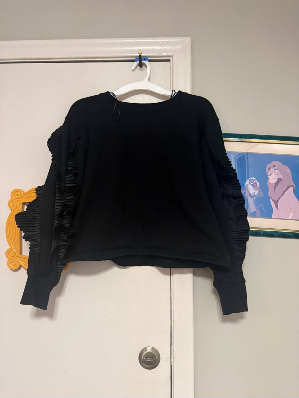 Women's Black Ruffle Sleeve Sweatshirt Zara large
